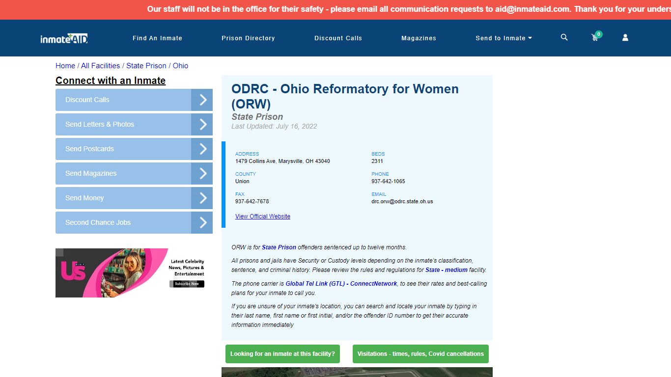 ODRC - Ohio Reformatory for Women (ORW) & Inmate Search ...